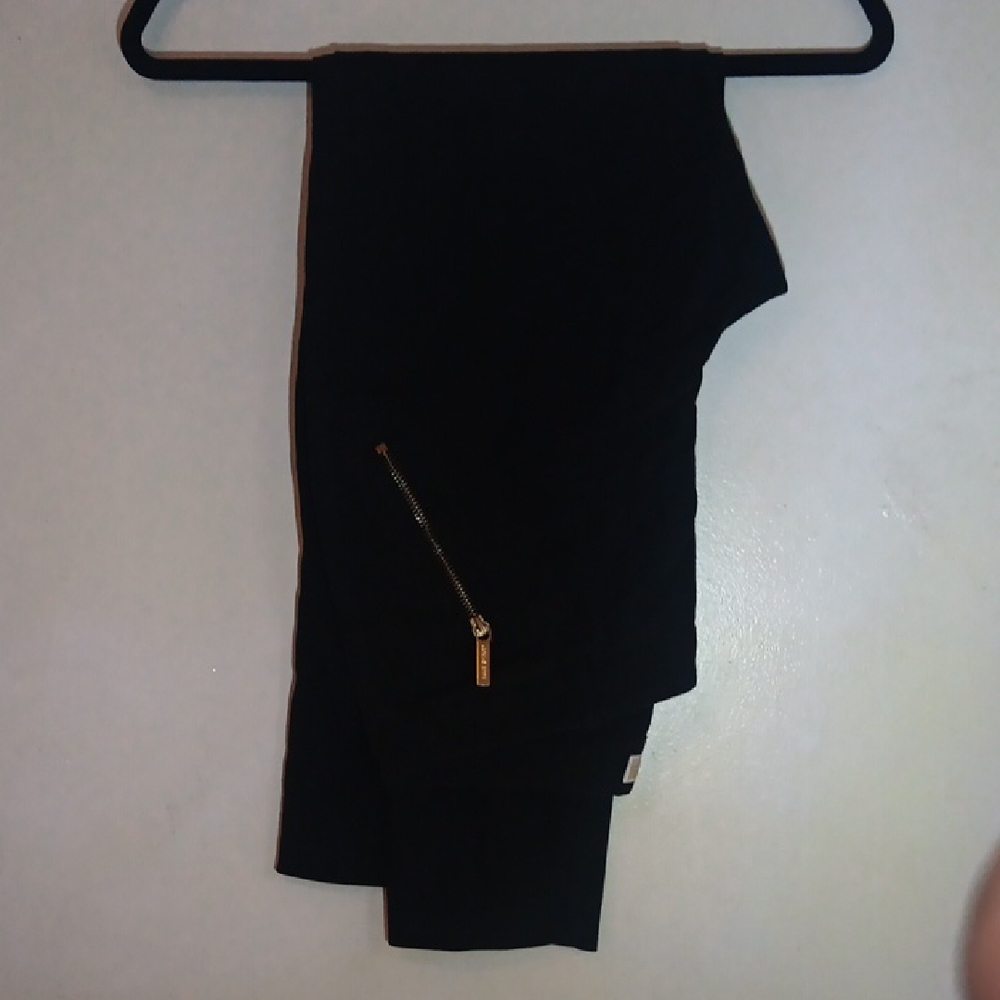 MICHAEL Michael Kors Black Ankle Cropped Pants with Gold Zipper